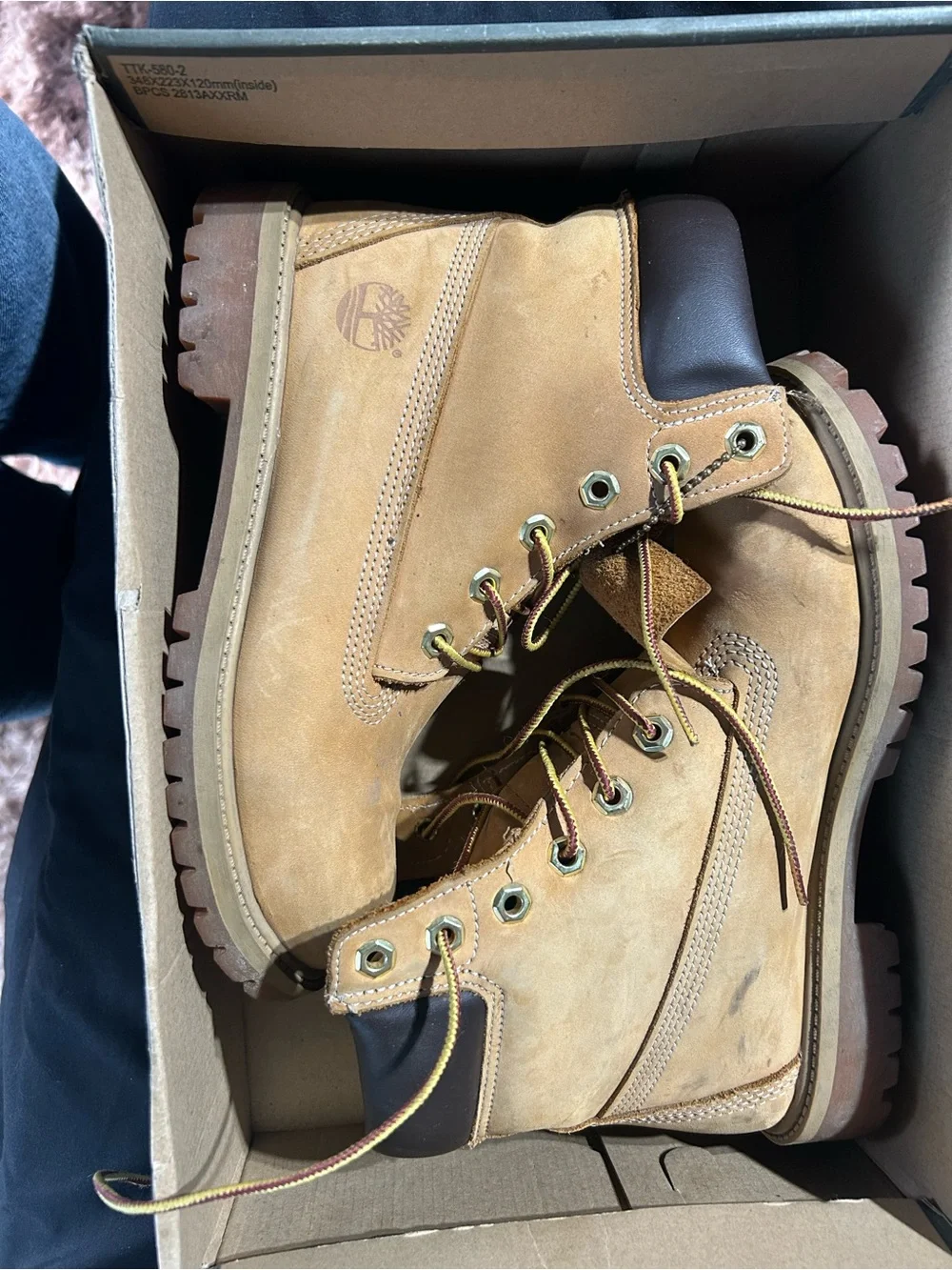 Timberland Wheat Nubuck Work Boots with Brown Collar